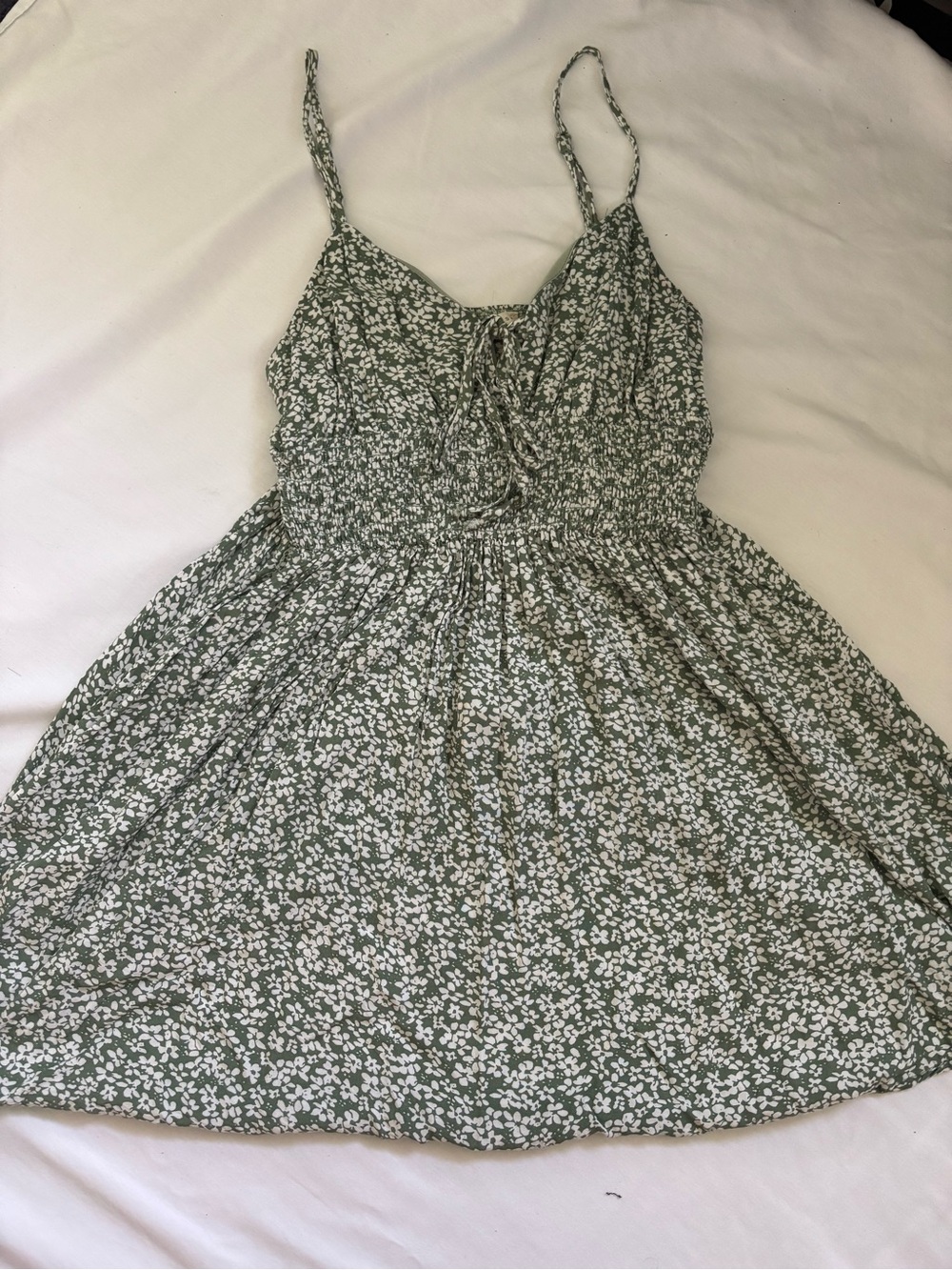 Pacsun Spaghetti Strap Floral Sundress in Olive Green